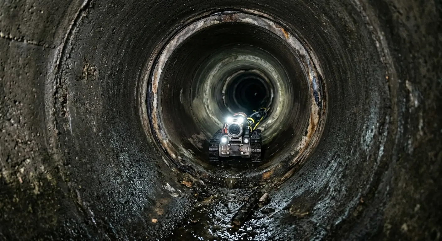 Robotic sewer camera inspecting pipe interior for Drain Snake Service in Salinas